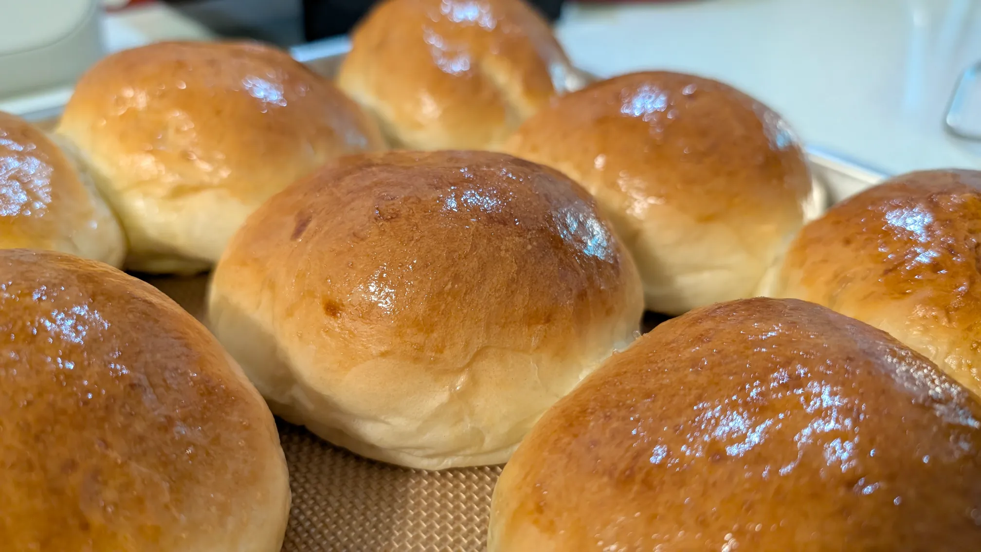Brioche buns made from this recipe